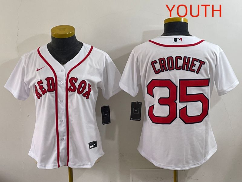Youth 2025 Boston Red Sox #35 Crochet White Game Nike MLB Jersey style 1